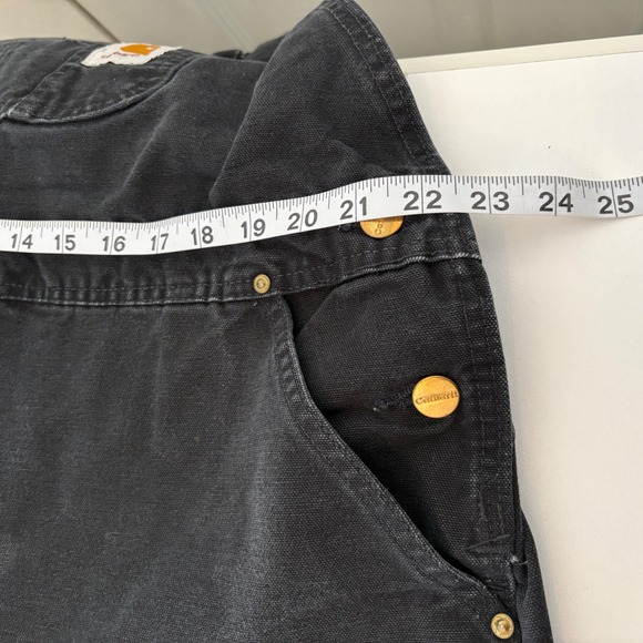 Carhartt R01 BLK Black Duck Bib Overalls Mens 46x30 Double Knee Workwear Pants - Picture 6 of 9